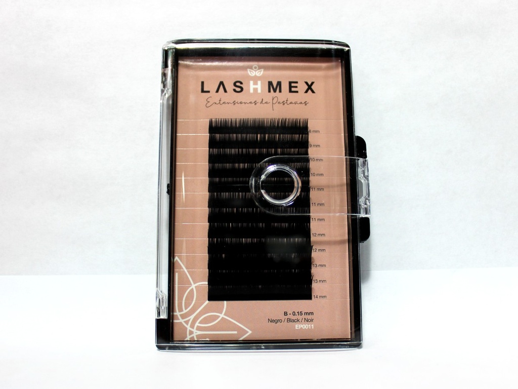 Extensiones de pestañas, B, 0.15 mm, negro, mixta 12 líneas