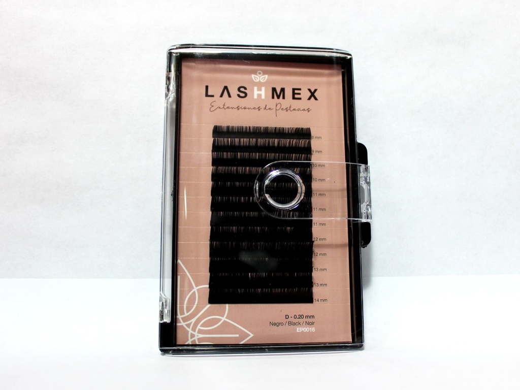 [EP0257] Extensiones de pestañas, D, 0.20 mm, negro, mixta 12 líneas
